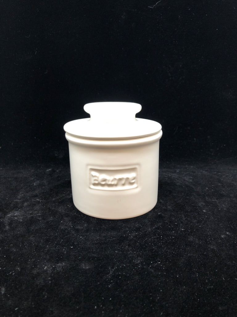 WHITE CERAMIC BUTTER BELL.