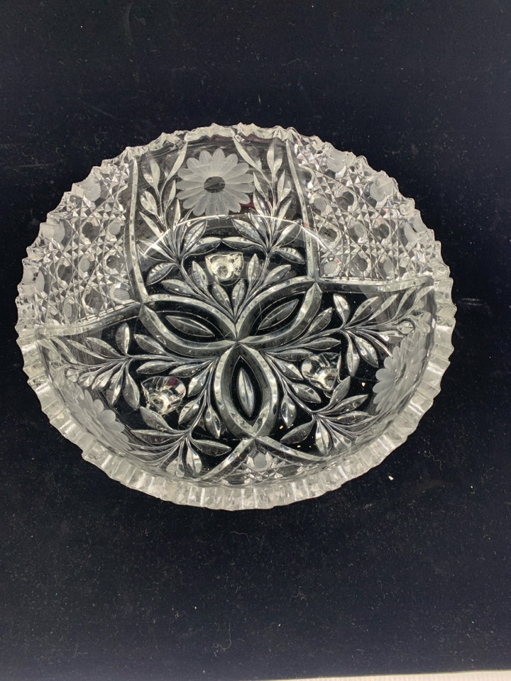 FOOTED ETCHED FLORAL BOWL.