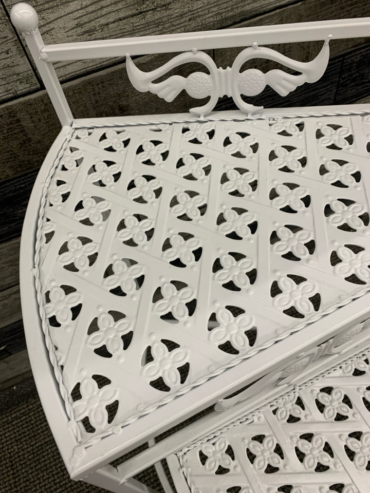 3 TIER MOVABLE WHITE PIERCED PLANT STAND.
