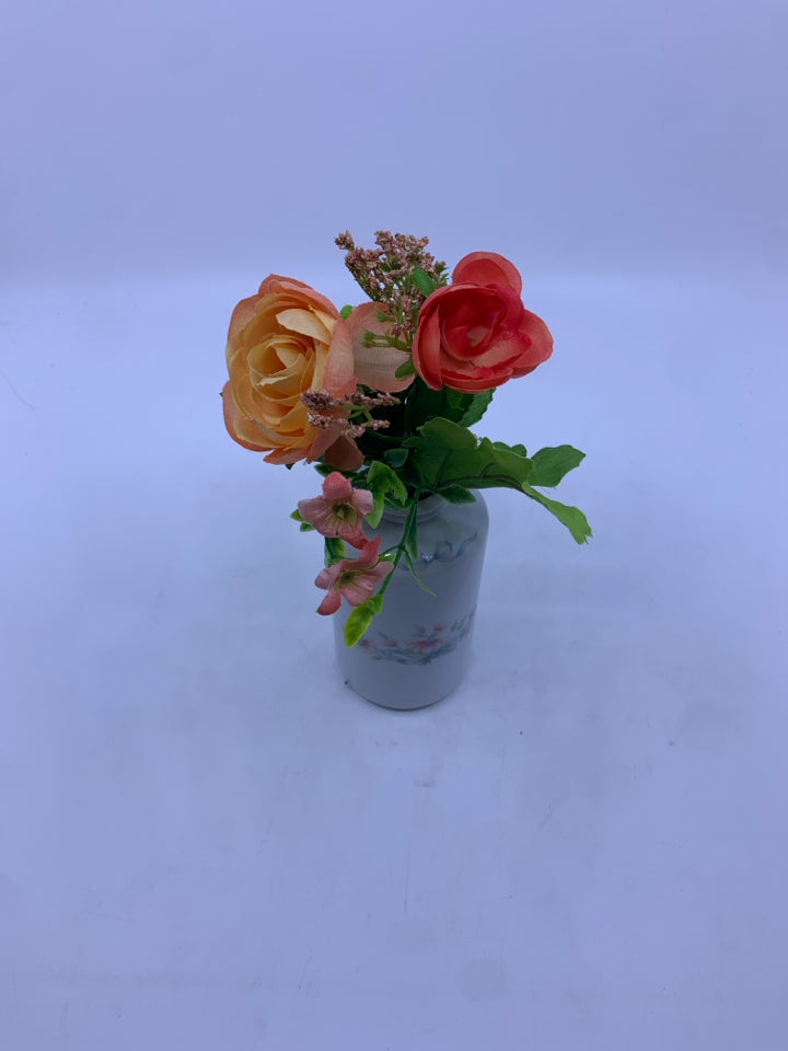 FAUX ORANGE FLORAL IN SKINNY PRINCESS HOUSE VASE.