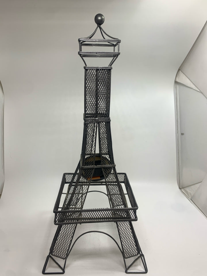 GREY METAL EIFFEL TOWEL CLOCK.