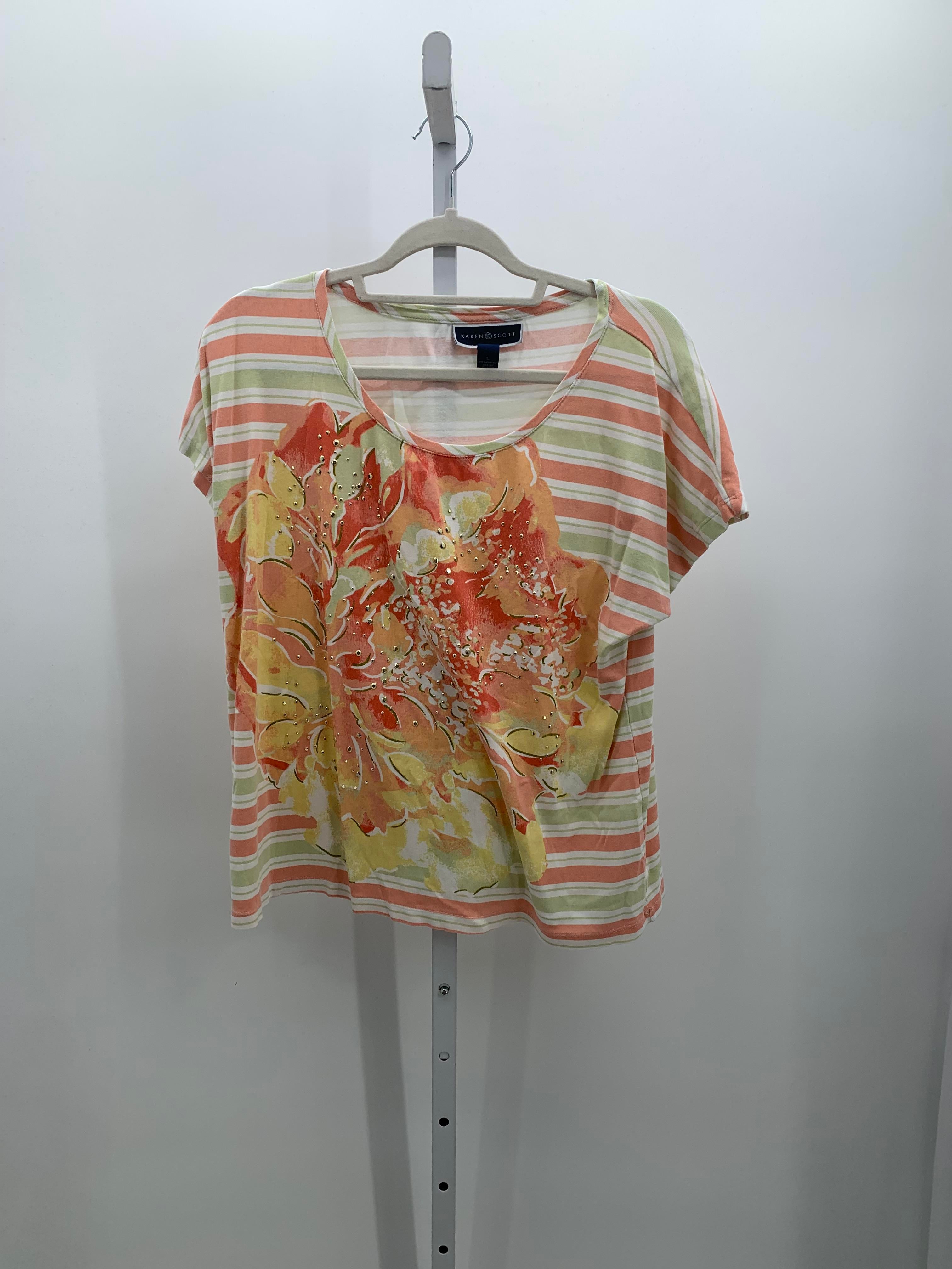 Karen Scott Size Large Misses Short Sleeve Shirt