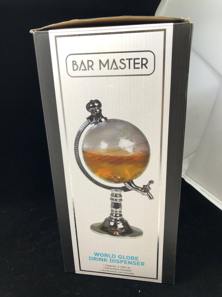 NIB BAR MASTER WORLD GLOBE DRINK DISPENSER.