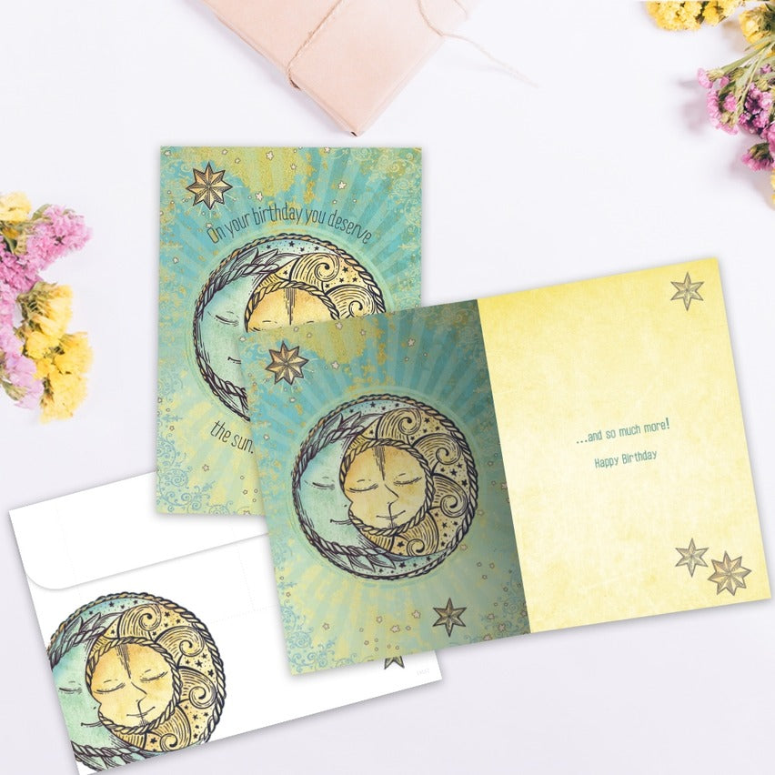 Sun Moon and Stars Birthday Card