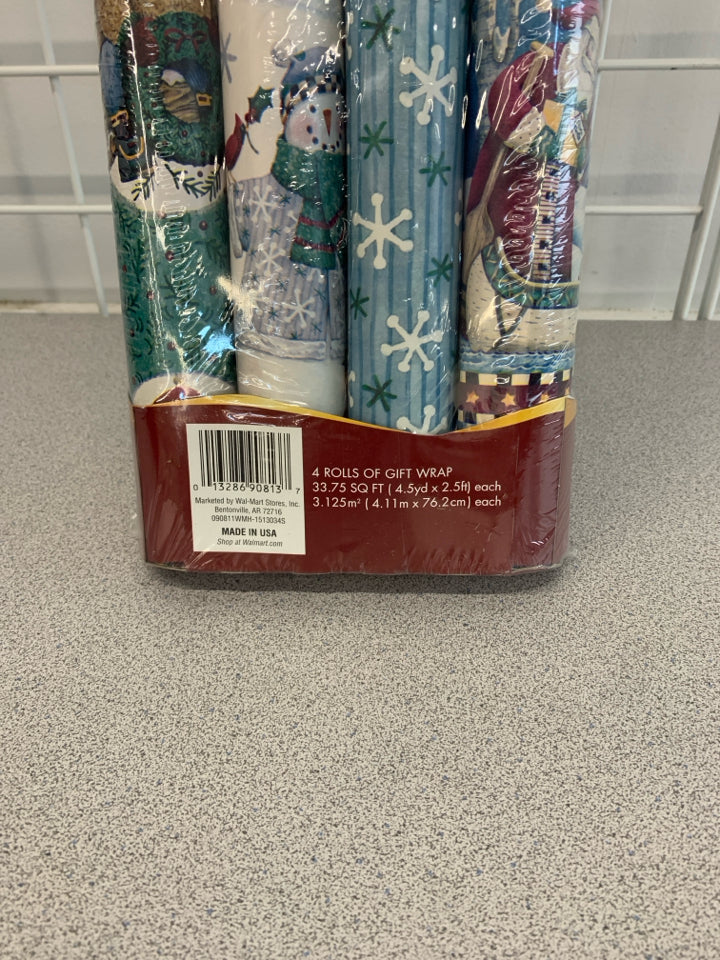4PK HOLIDAY WRAPPING PAPER.