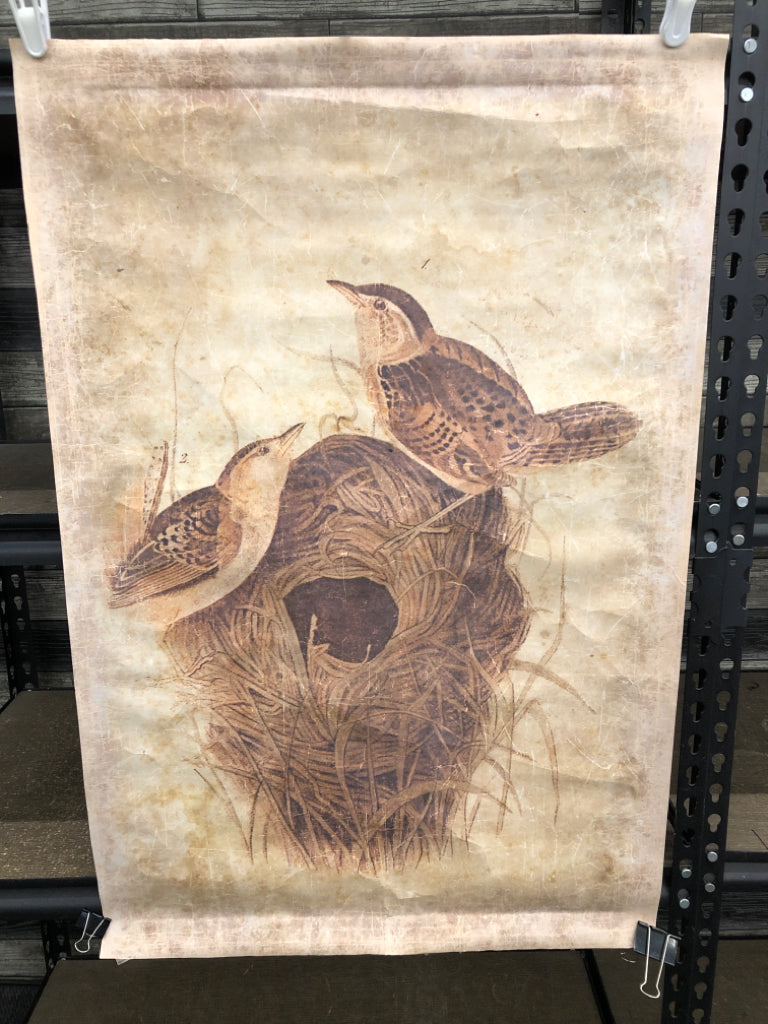 BIRDS IN NEST PAPER ART PRINT.