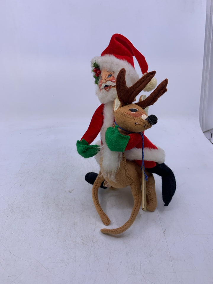 VTG ANNALEE SANTA + REINDEER-1963.