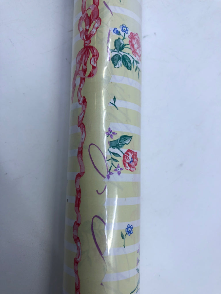 NIP YELLOW FLORAL WRAPPING PAPER.