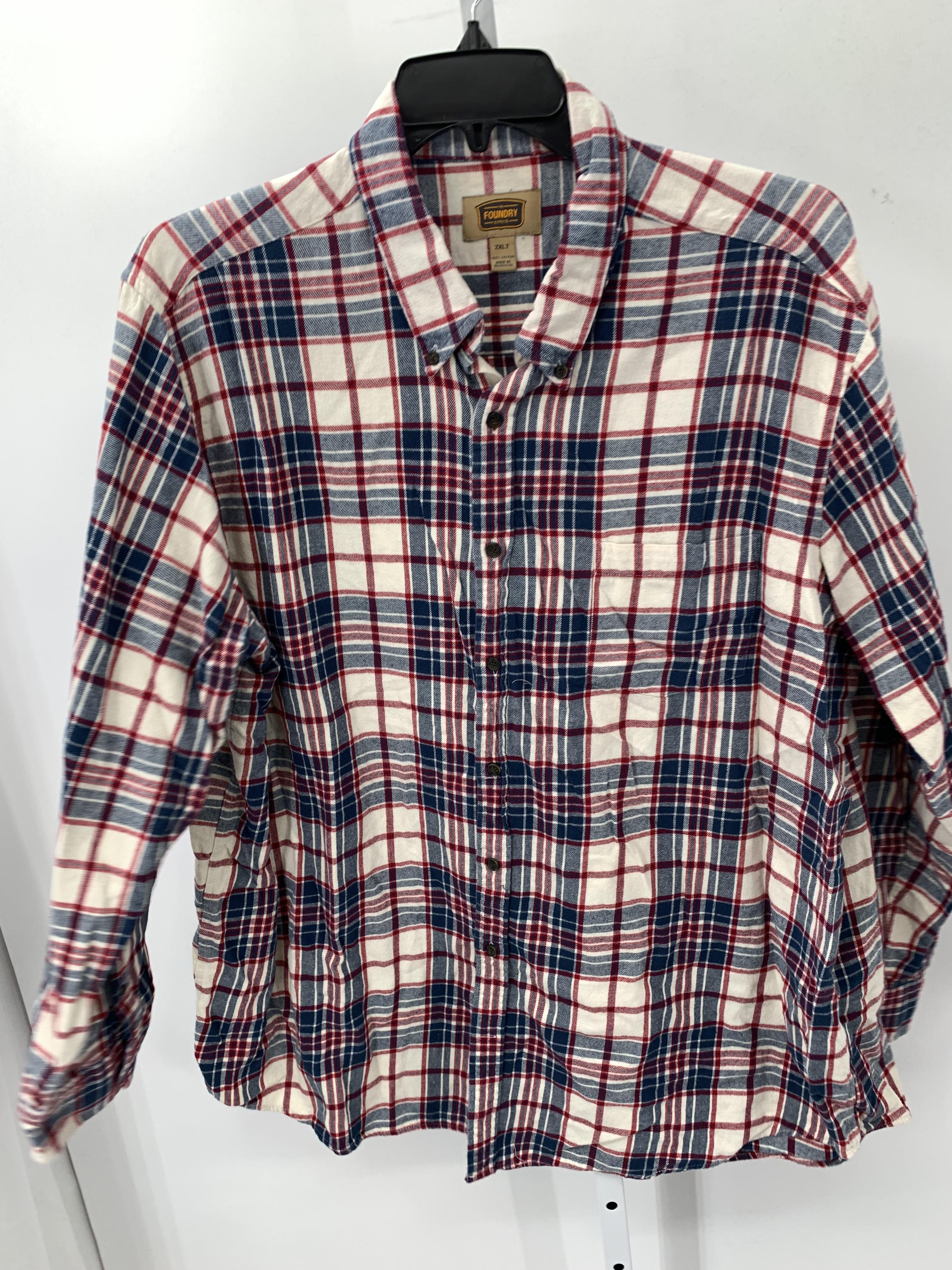TALL BLUE RED PLAID BTN DOWN.
