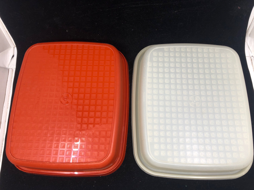 VTG ORANGE RECTANGLE TUPPERWARE.