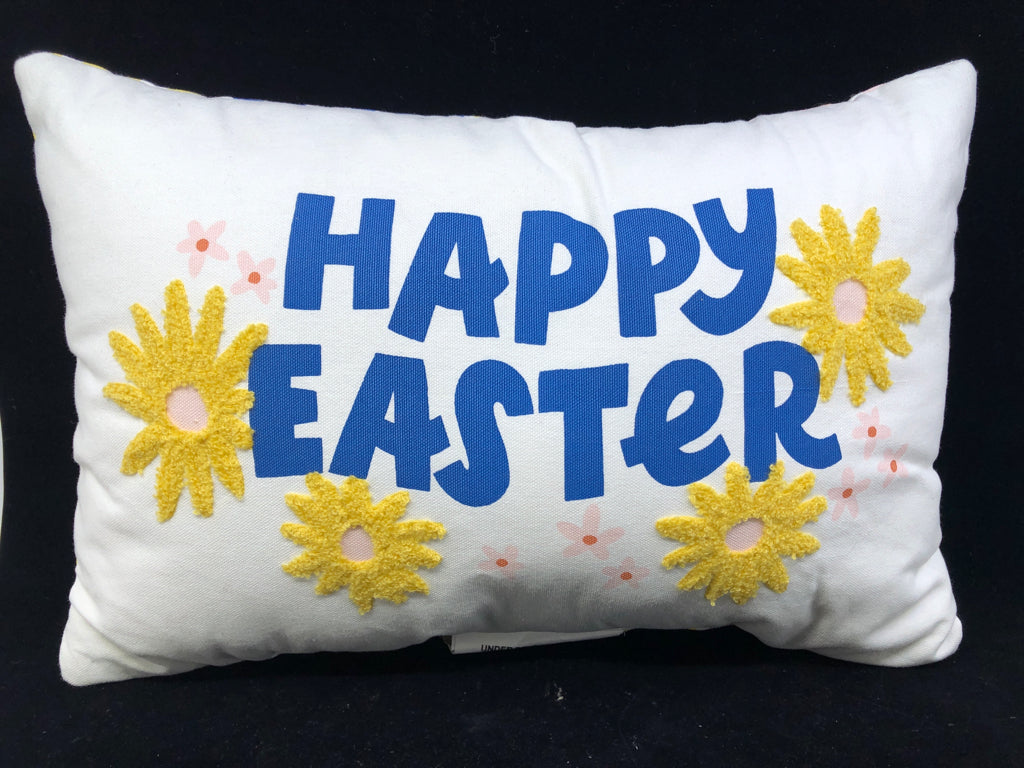 HAPPY EASTER PILLOW W/ FLOWERS.