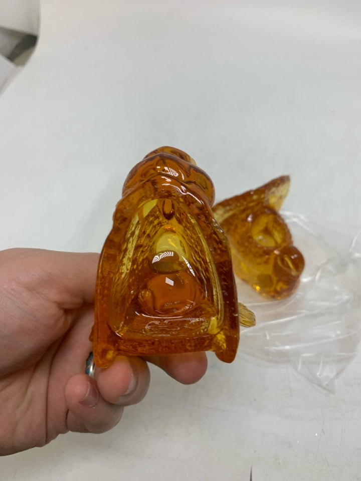 2 EMBER GLASS TAPERED CANDLE HOLDERS IN BAG.