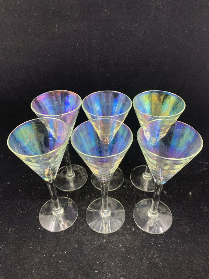 7PC IRIDESCENT DECANTER SET - 6 GLASSES, 1 DECANTER.