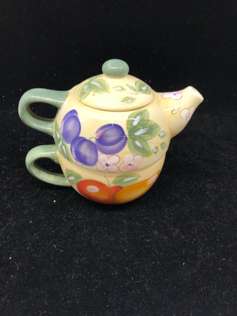 FRUIT TEAPOT & CUP - TEA FOR ONE.