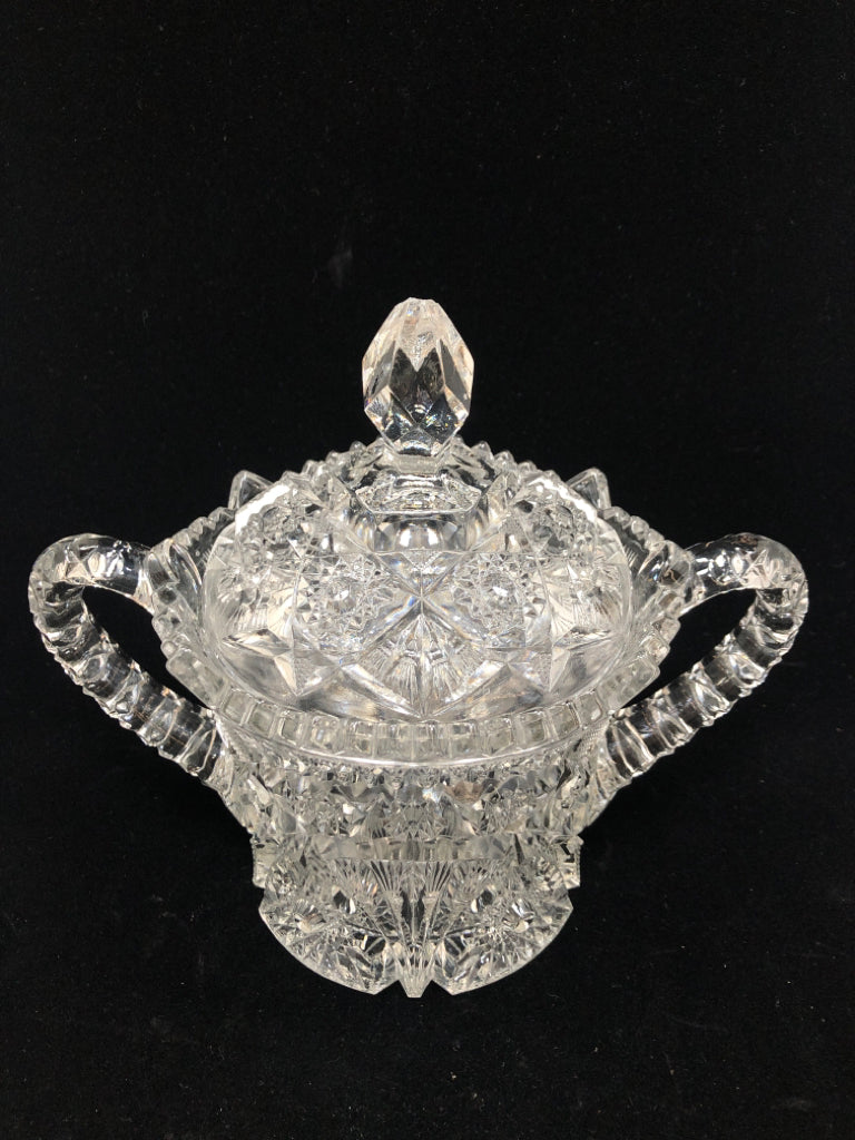 VTG STAR PATTERN COOKIE/ BISCUIT JAR W/LID AND SAWTOOTH EDGE.