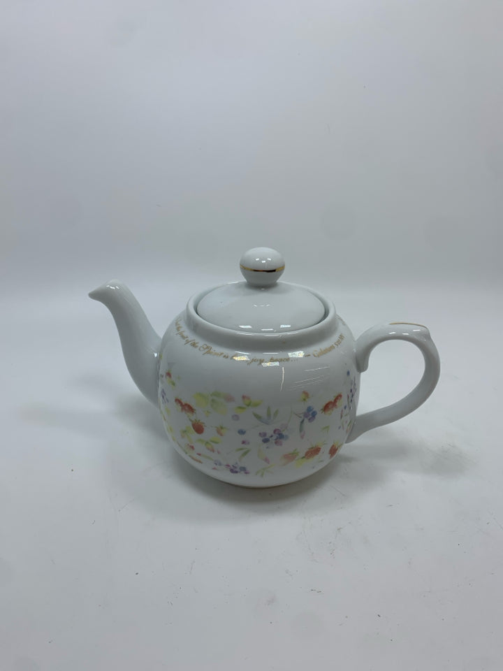 FLORAL PAINTED PORCELAIN TEAPOT.