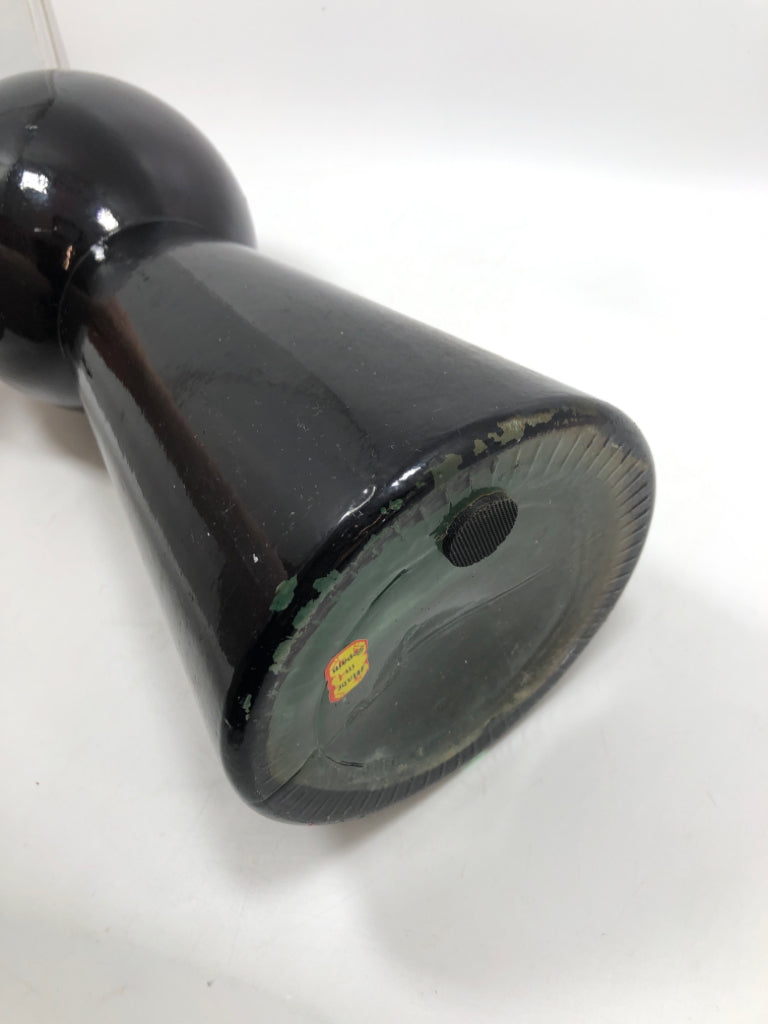 HEAVY BULB BLACK VASE - MADE IN SPAIN.