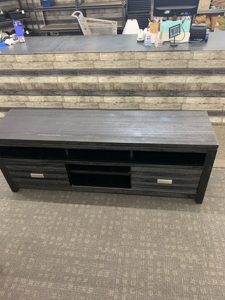 BLACK 2 DRAWER ENTERTAINMENT CENTER.