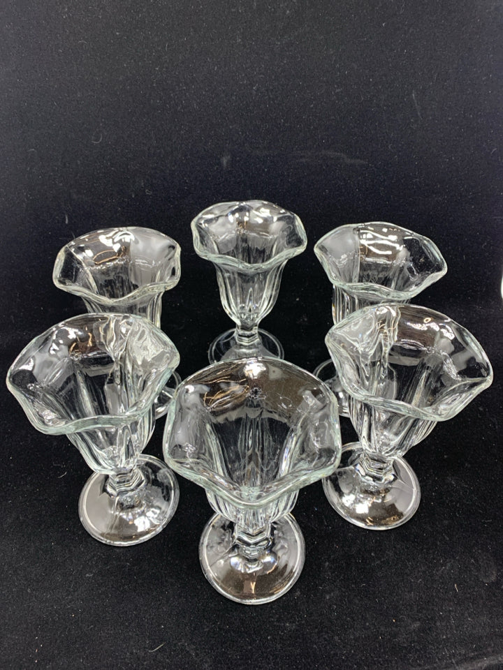 6 CLEAR GLASS SUNDAE CUPS.