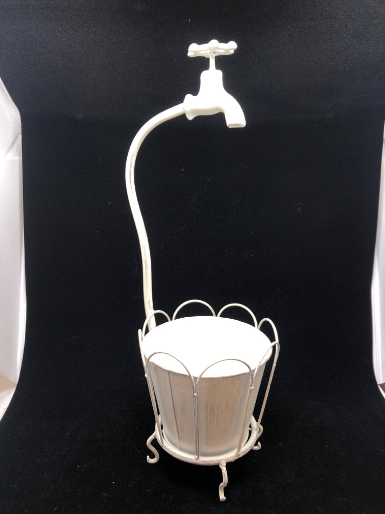 DISTRESSED METAL FAUCET PLANTER.