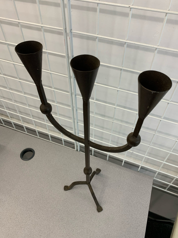 RUSTIC 3-ARM CANDELABRA.