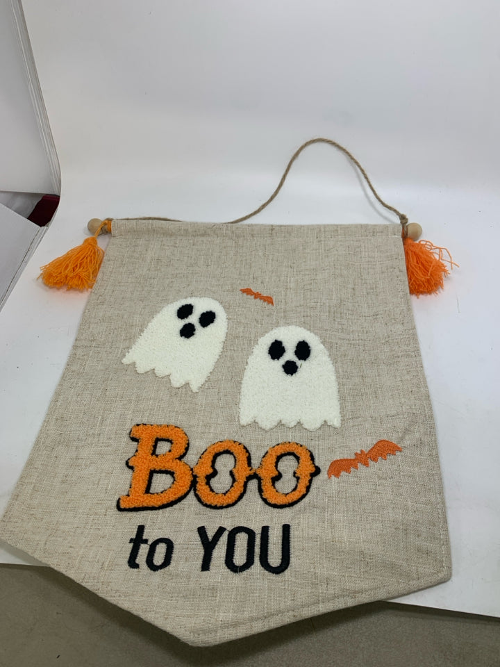GHOSTS BOO TO YOU FABRIC HANGING.