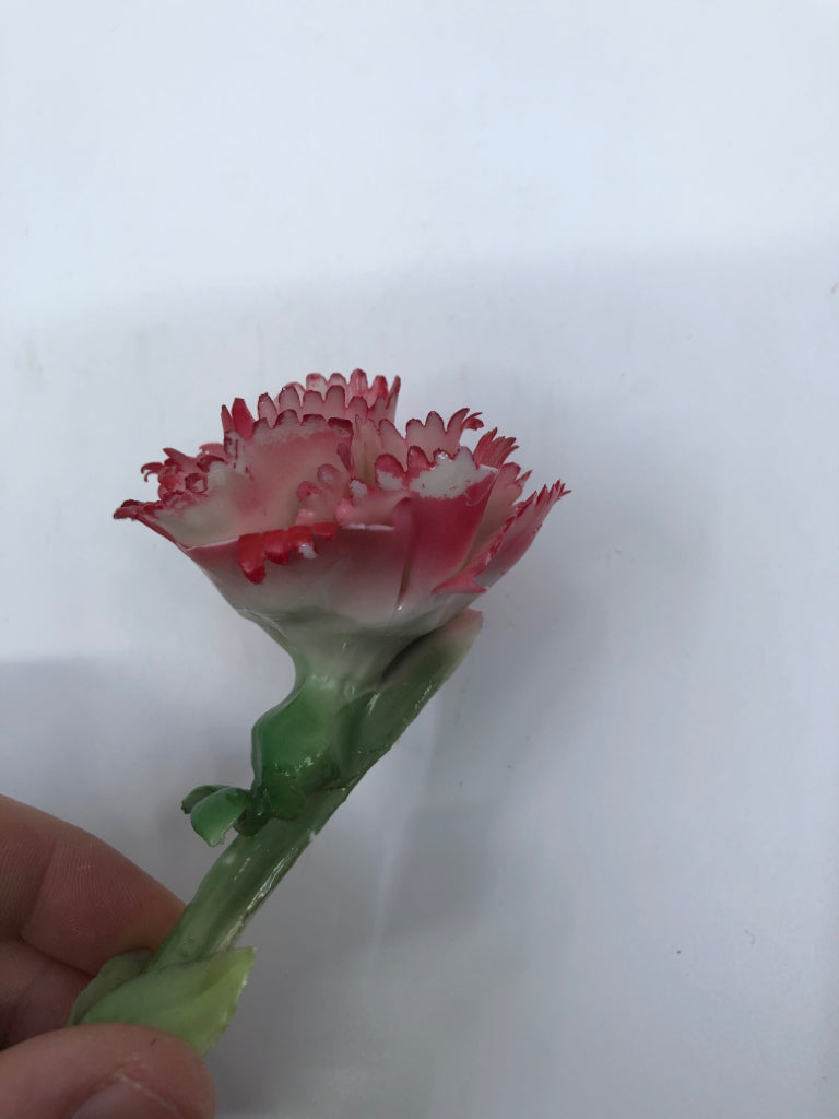 RED CARNATION PORCELAIN FLOWER.