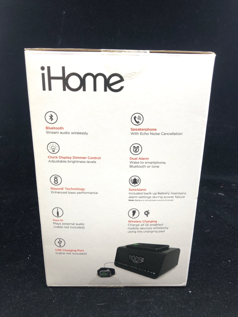 NIB IHOME WIRELESS CHARGING ALARM CLOCK