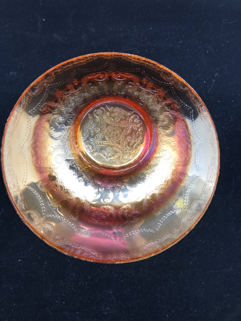 IRIDESCENT PRESSED GLASS BOWL.