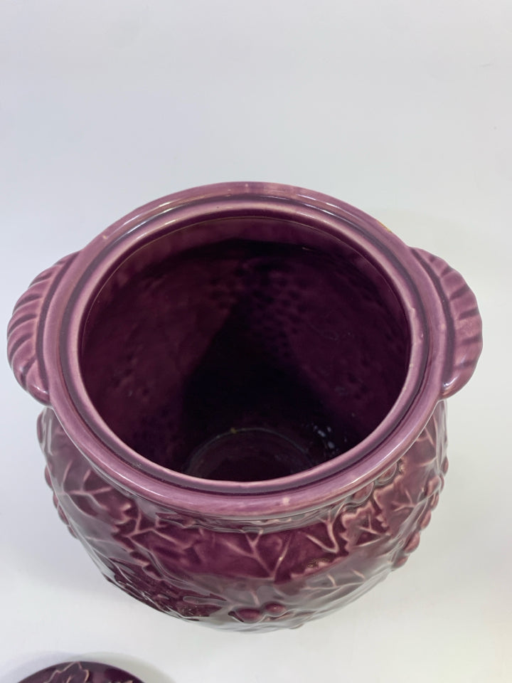 PURPLE GLAZED GRAPE CANISTER.