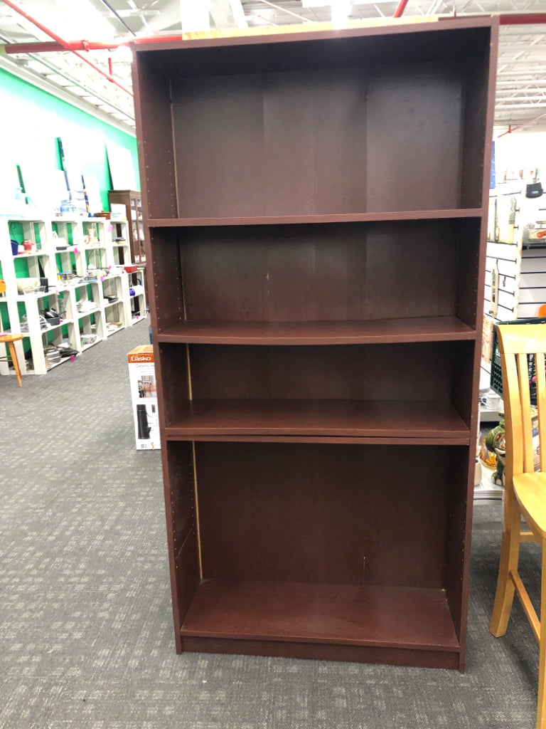 DARK WOOD GRAIN 5 SHELF BOOKCASE.