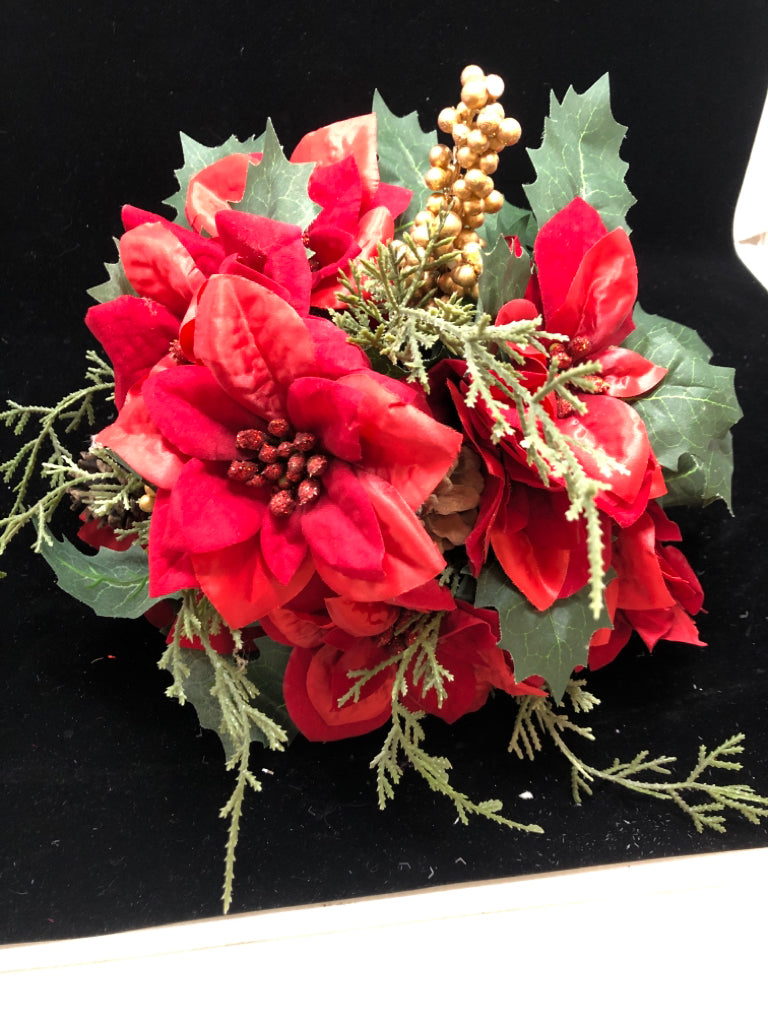 POINSETTIA AND PINECONE FAUX BUNDLE.