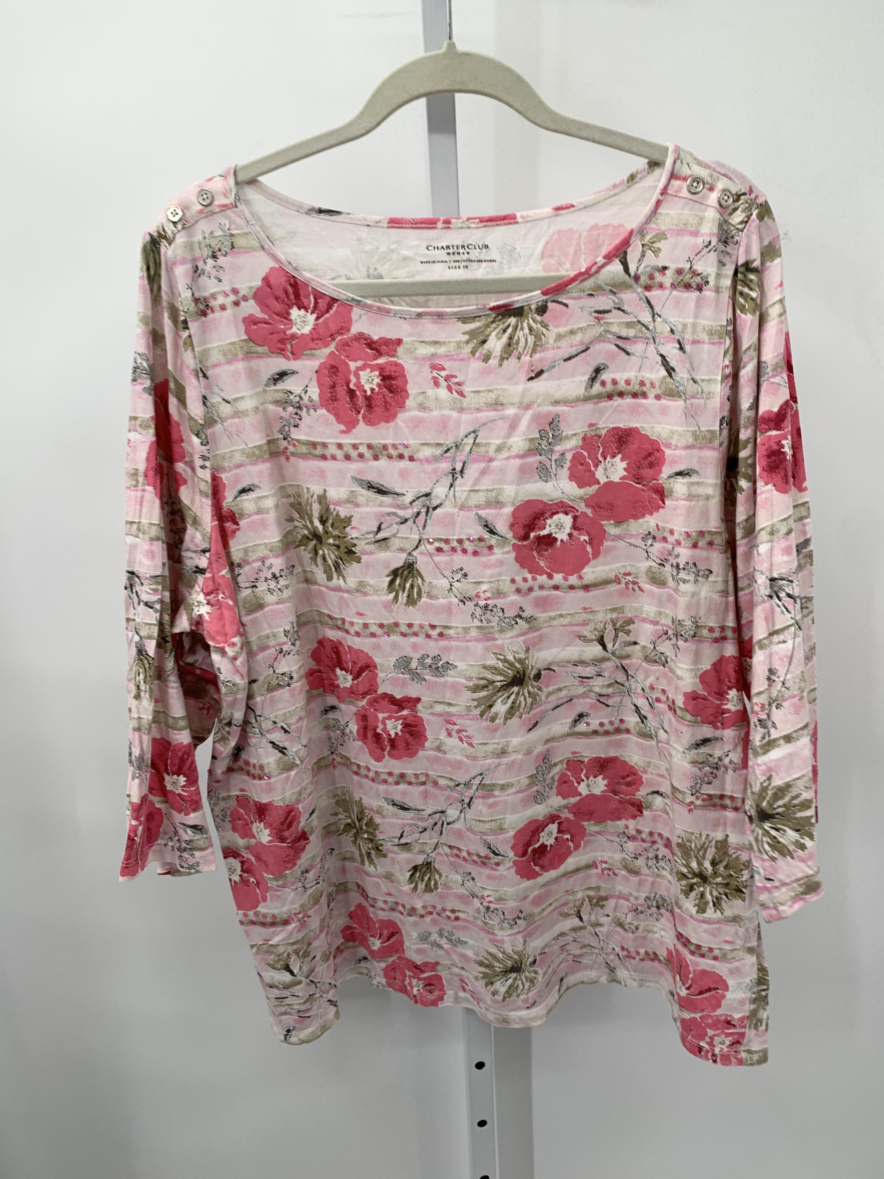 Charter Club Size 3X Womens 3/4 Sleeve Shirt
