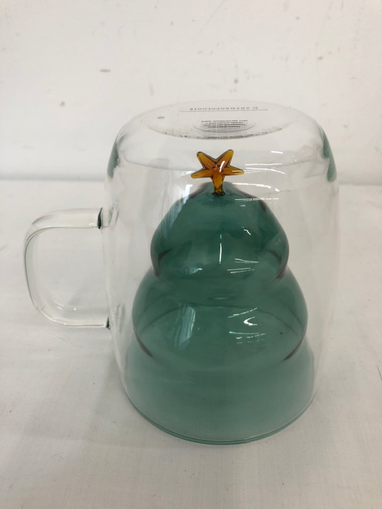 UPSIDE DOWN CHRISTMAS TREE GLASS MUG.