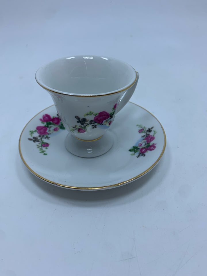 VTG PORCELAIN PINK ROSE TEA CUP/SAUCER.