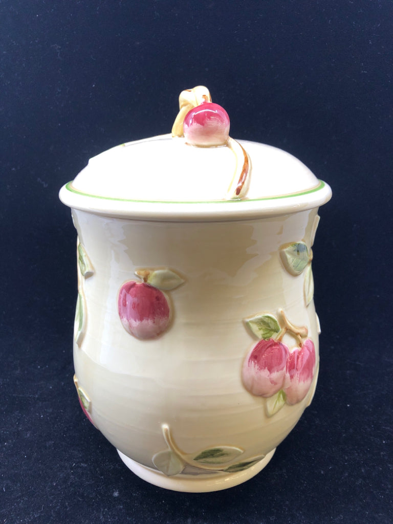 YELLOW CANISTER W/LID RED APPLES.