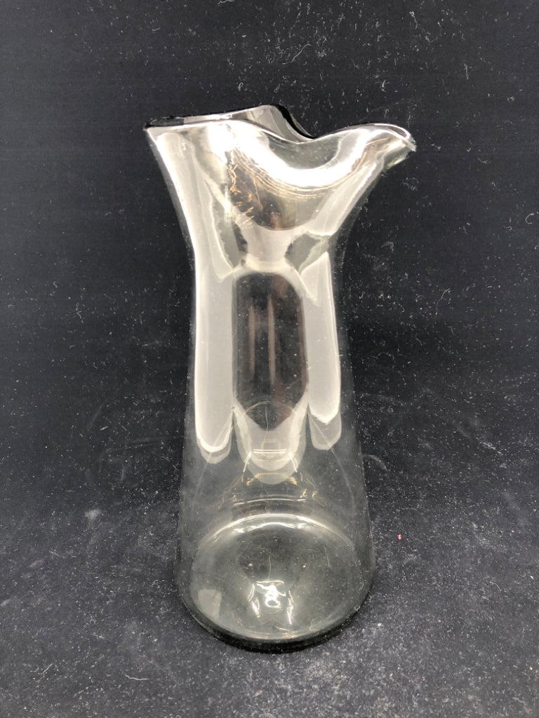 SMOKEY MODERN GLASS PITCHER W ICE LIP.