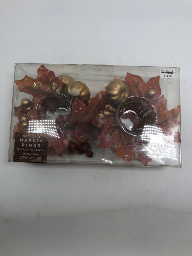 4PC FALL NAPKIN RINGS IN BOX.