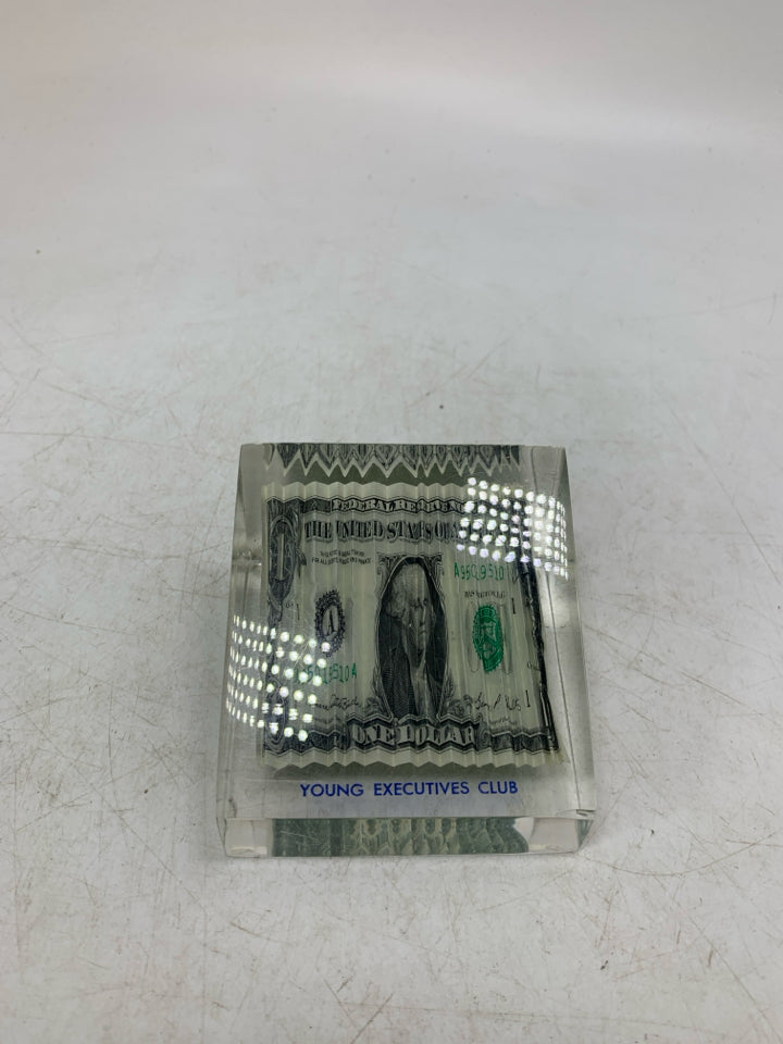 RESIN CRINKLE DOLLAR BILL.