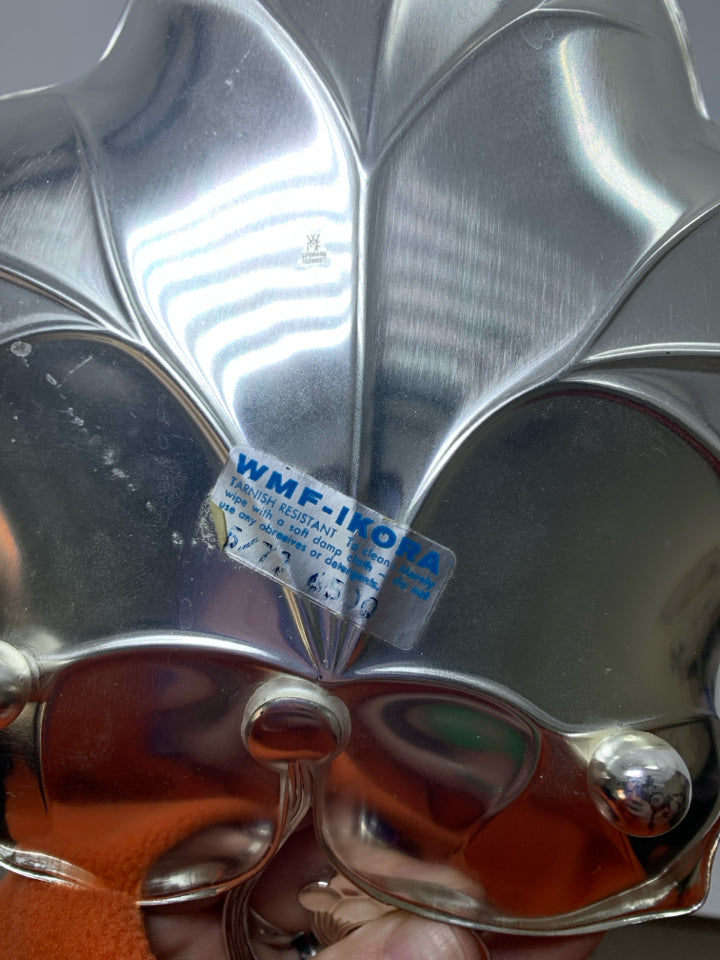 FOOTED VTG GERMANY SILVER PLATES GRAPE LEAF DISH.