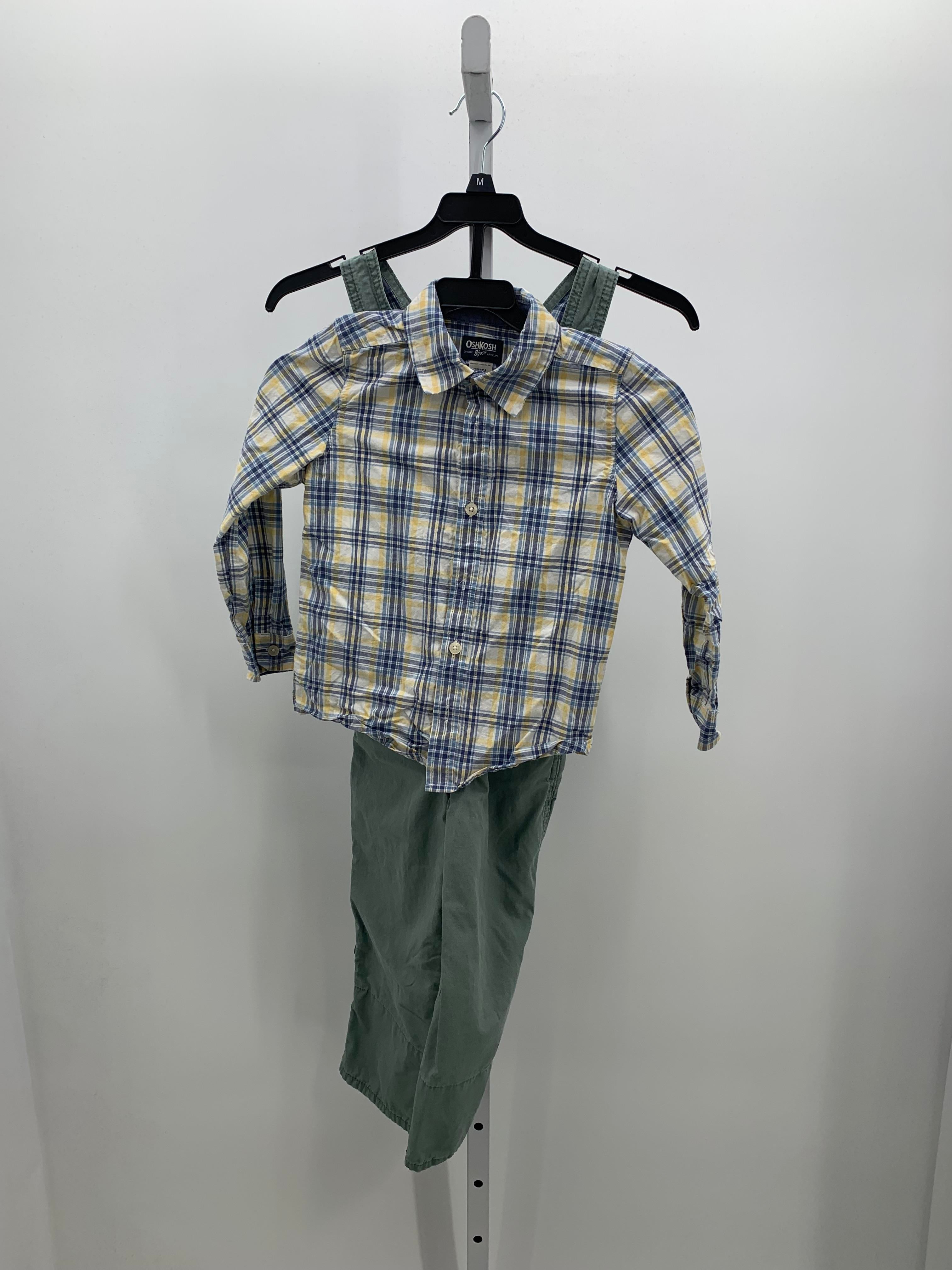 YELLOW PLAID SHIRT GREEN OVERALLS