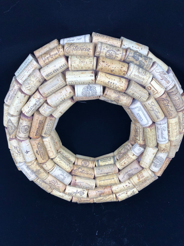 WINE CORK WREATH.