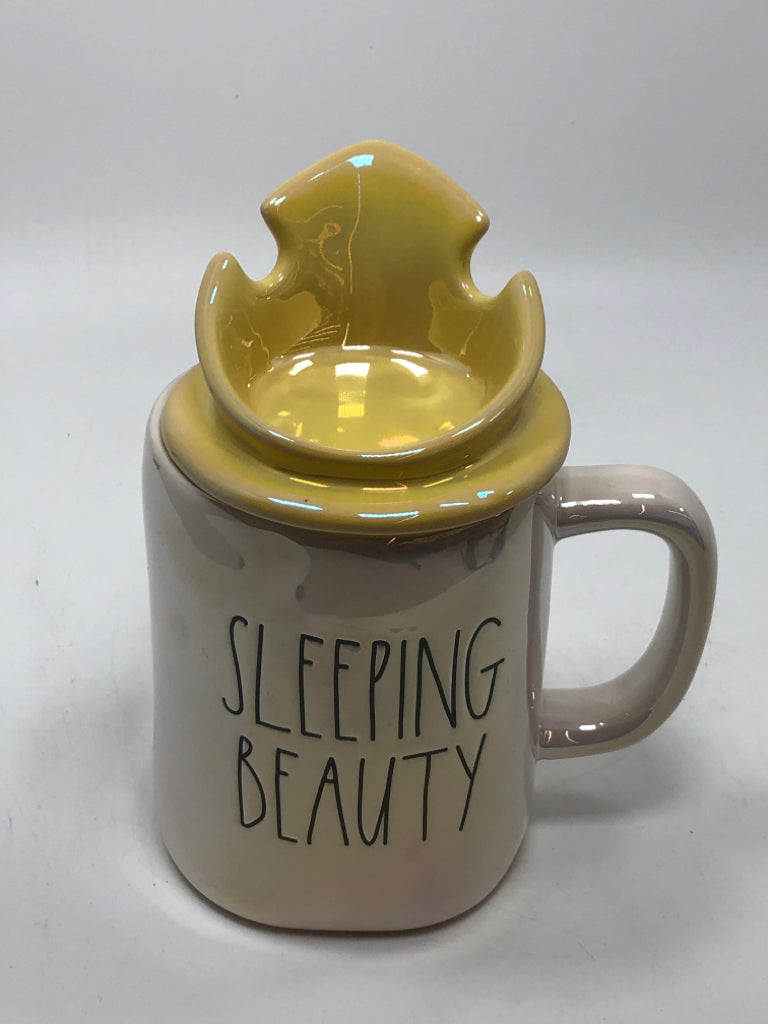 2PC RAE DUNN SLEEPING BEAUTY MUG W/CROWN.
