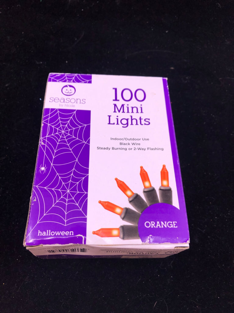 NIB 100 MINI ORANGE HALLOWEEN LIGHTS