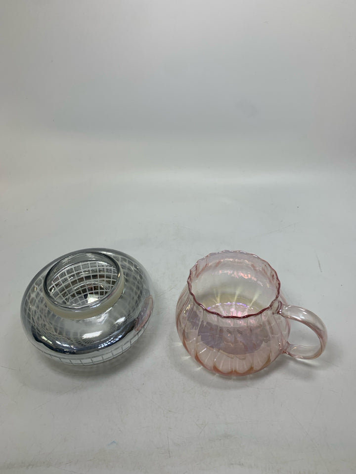 DELICATE IRIDESCENT MUG W/ DISCO BALL CAP.