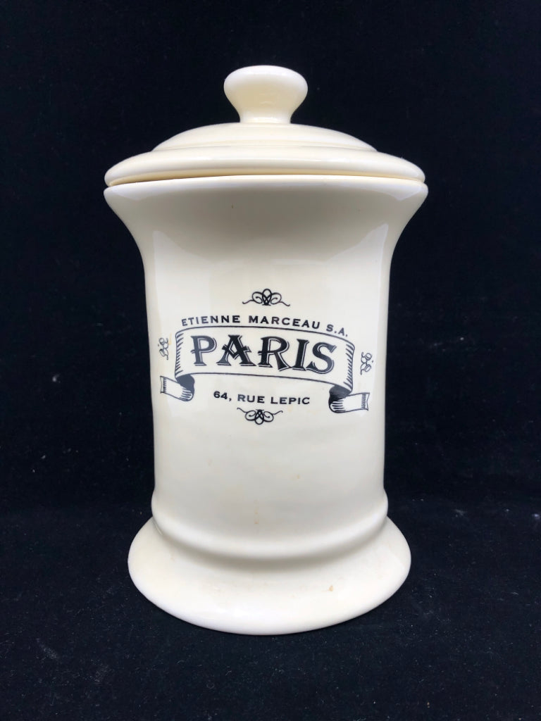 LIGHT YELLOW "PARIS" CANISTER W LID.