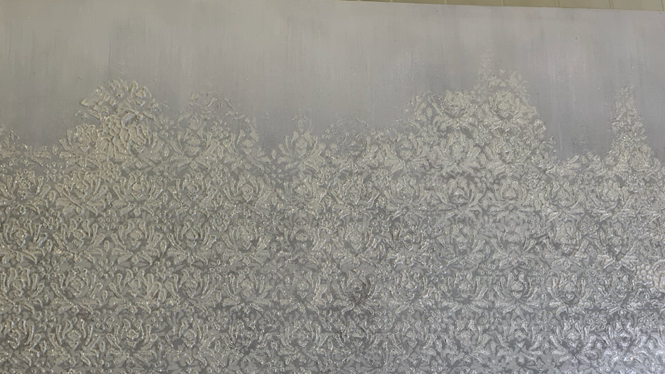 WHITE TEXTURED GLITTER TEXTURED WALL ART.