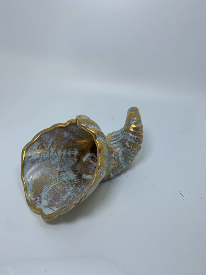 VTG ANTIQUE GOLD CORNUCOPIA BOWL.