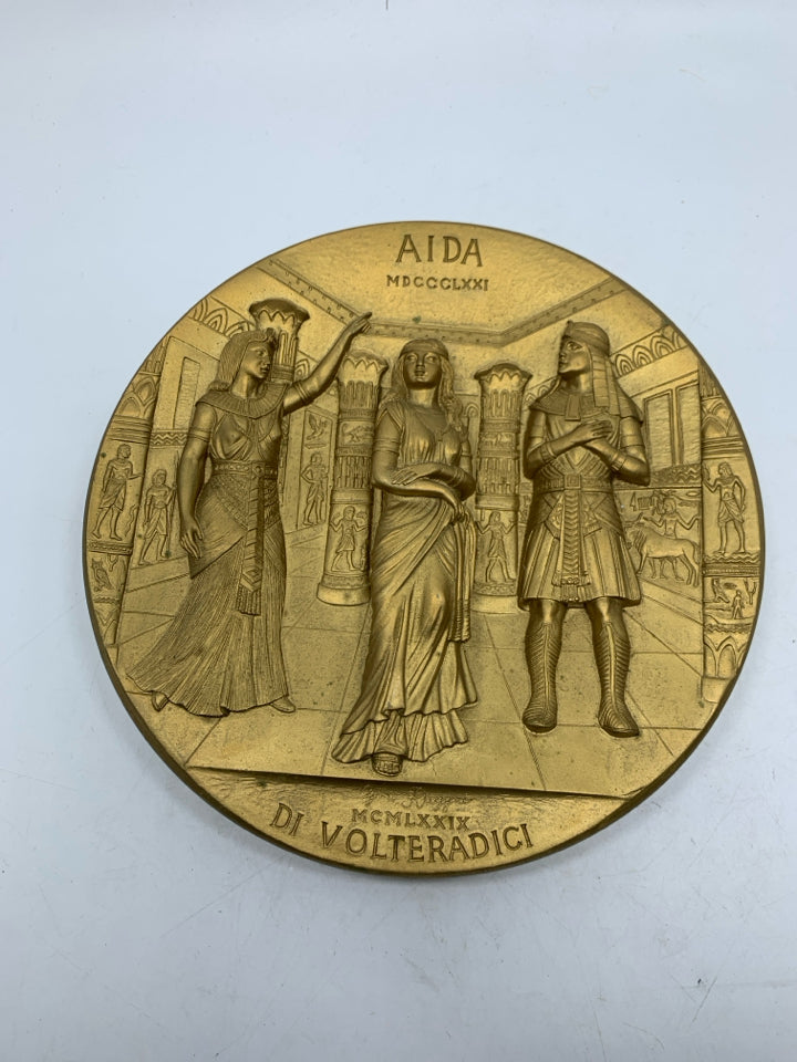 AIDA EGYPTIAN EMBOSSED SCENE HANGING PLATE.