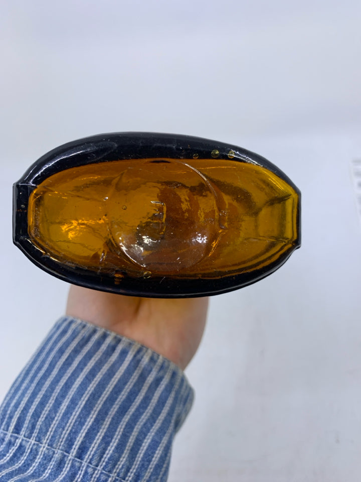 VTG BROWN GLASS EMPTY BOTTLE.